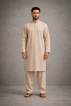 Beige Linen Qamis Set
