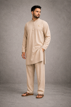 Beige Linen Qamis Set