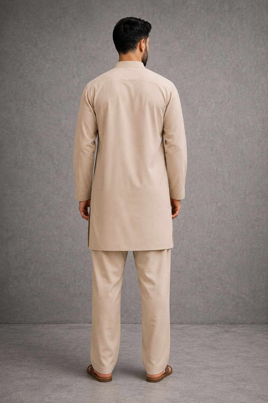 Beige Linen Qamis Set