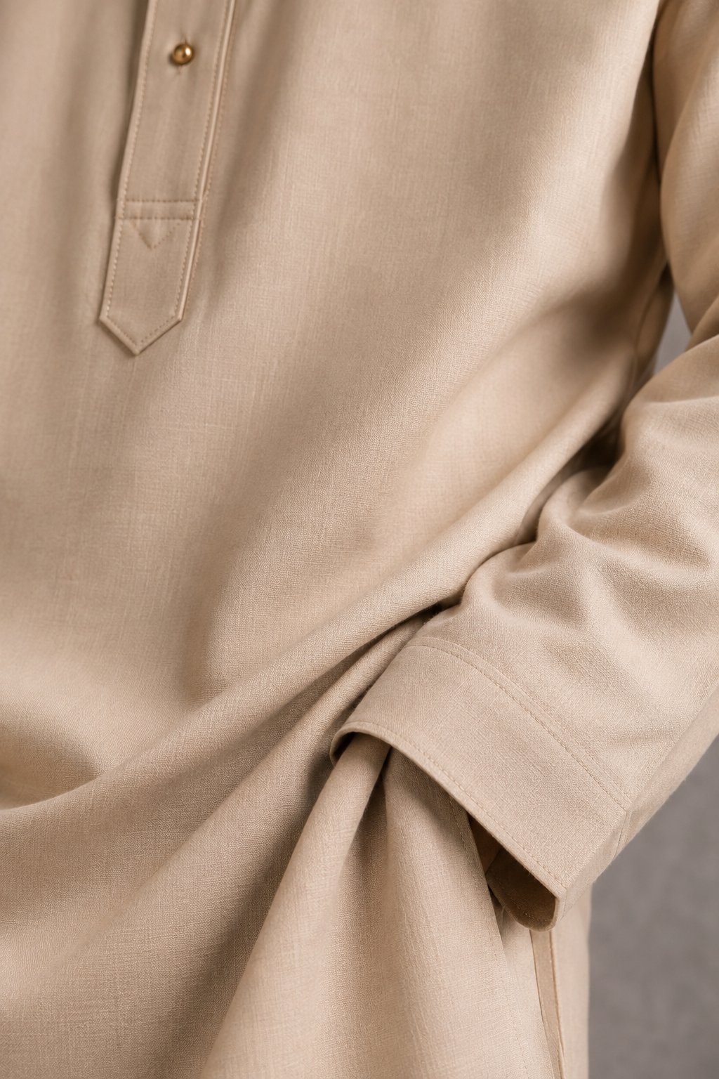 Beige Linen Qamis Set