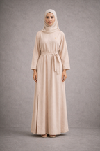 Robe Longue Beige Elegante