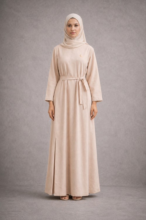 Robe Longue Beige Elegante